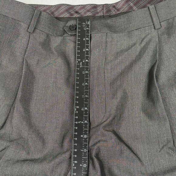 Sean John Dress Pants Mens 38x32 Metallic Gray & Black Pleated w/ Cuffs Baggy - Picture 11 of 16